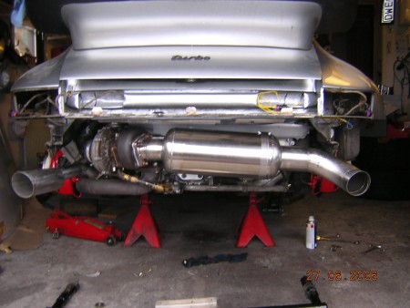 Custom muffler and wastegate exhaust.